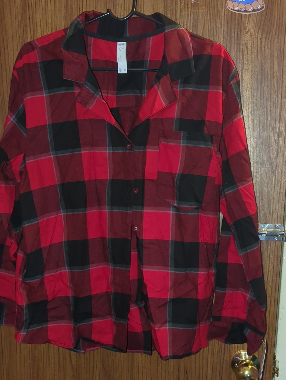 Red & Black Plaid Women's Pajama Top - Cozy Button-Front